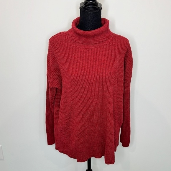 Eileen Fisher Women’s Red 100% Extra Fine Merino Wool Turtleneck - Picture 2 of 9